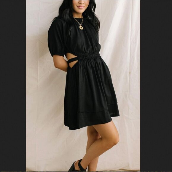 Bohme Black Donna Mini Dress Womens Sz XL Cotton Linen Blend New With Tags - Picture 3 of 12